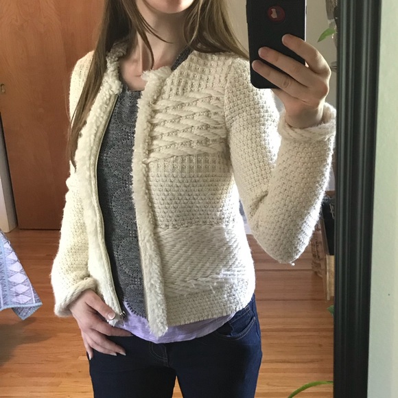 Ann Taylor white sweater jacket XS - Picture 4 of 6